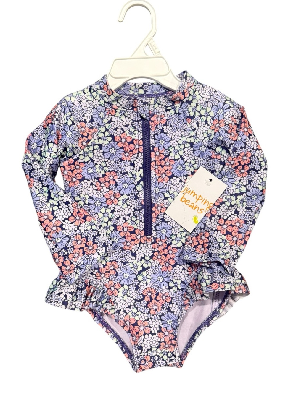 Jumping Beans Toddler Girl Ruffle Rashguard One-Piece Swimsuit Summer 12 months